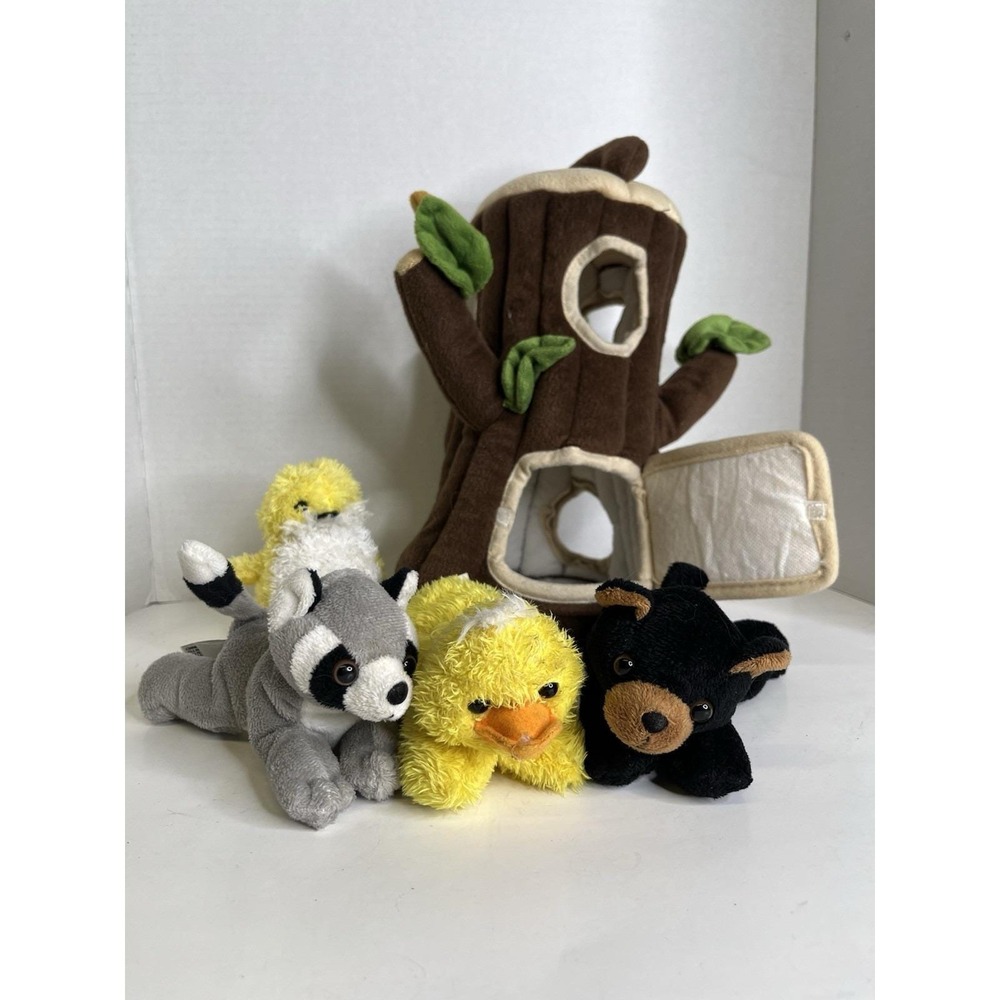 Woodland Friends Animals Tree Finger Puppet Play House Unipak Plush Toddler